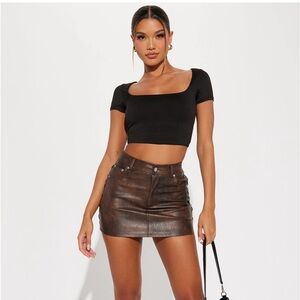 Leticia Washed Mini Faux Leather Skirt